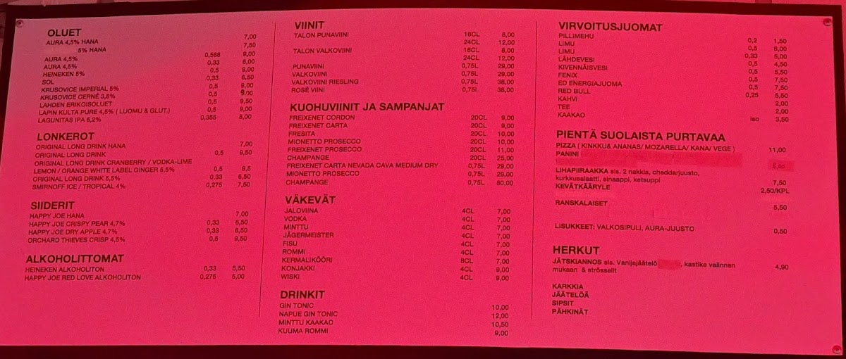 Menu Lohjan Lauttaravintola Oy-1